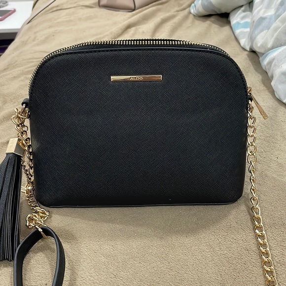 Aldo black/gold small crossbody bag - Picture 1 of 9